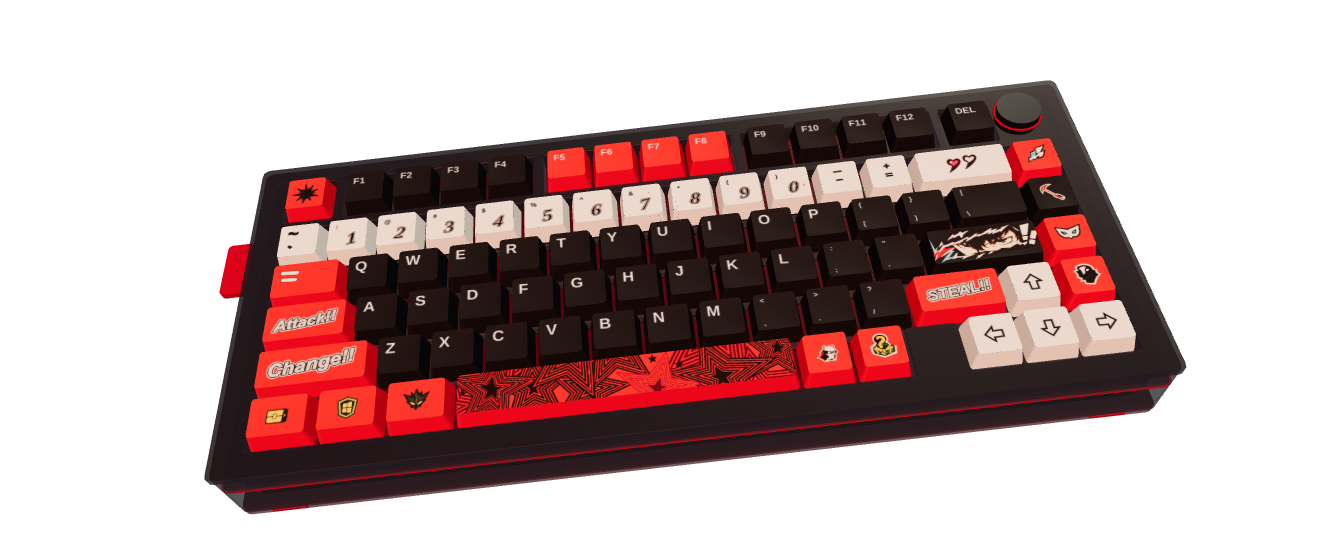 Joker Edition keyboard with red, black and ivory keycaps